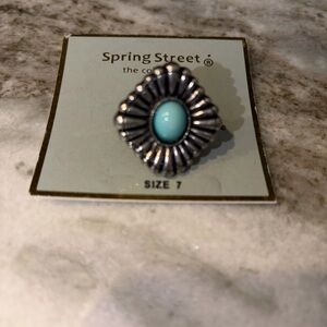 Spring Street Silver Ring with Blue Accent
